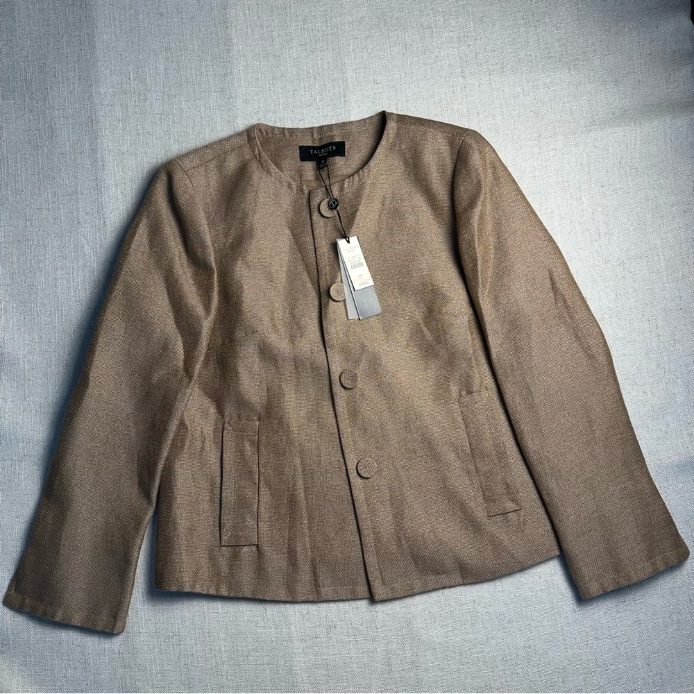 NEW! TALBOTS Jackie Fit Gold Metallic Women’s Blazer – Size 4P